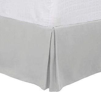 PiccoCasa Queen Size Pleated Bed Skirt, Bed Frame and Box Spring Cover - 16 Inch Tailored Drop Dust Ruffle Bedskirt, Wrinkle Free and Fade Resistance, Easy to Stall - Light Gray