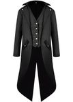 Kids Boys Medieval Vintage Tailcoat Steampunk Jacket Gothic Victorian Children Formal Coat Halloween Costume (Black, M)