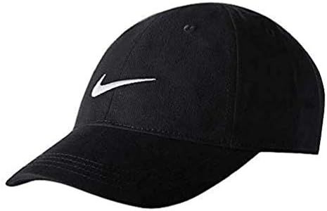 Nike Youth's Embroidered Swoosh Logo Cotton Baseball Cap (Black with Embroidered White Signature Swoosh Logo, 4/7-Toddler)
