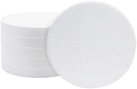 8 Inch Foam Circles for Crafts, 1 Inch Thick Round Polystyrene Discs for DIY Projects (White, 6 Pack)