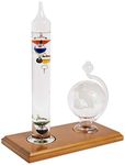 AcuRite 00795A2 Galileo Thermometer with Glass Globe Barometer, Barometer Set, Glass/Wood, 3