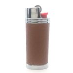 Lucklybestseller Metal Leather Lighter Case Cover Holder for Bic Mini Lighter J5 (Brown)