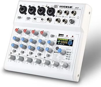 Mixers Audio 7 Channel Mixer, Dj Mixer Board Mixer Audio Bluetooth MP3 Mixer for Music With Sound Card Recording And 88 Kinds of DPS Digital Effects, Usb OTG Audio Mixer for Karaoke Speakers