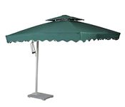 Invezo Aluminium Side Pole Square Garden Umbrella (2.5 x 2.5 sq mtr, Green) with 50 kgs Granite Base - Patio Umbrella/Big Size Outdoor Umbrella/Cantilever Umbrella/Balcony Umbrella