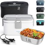 TRAVELISIMO Electric Lunch Box 3 in 1 12 V/24 V/220 V Heated Lunch Box, Fast 80 W Heat Box, 1.8 L Portable Lunch Box, Electric Container Made of Stainless Steel for Truck, Car, Office, Work, Electric