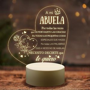 Welsky Led light (abuela) Regalo Abuela, Regalo Abuela Cumpleaños, Luz Nocturna Acrílica Grabada,Regalos Abuela Navideños Acción de Gracias