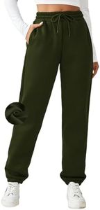 PINSPARK Women Sweatpants Casual Soft Jogger Pants Winter Fleece Track Pant Drawstring Trousers Wide Leg Army Green XXL