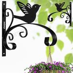 Sharpex Wall Mounted Metal Bracket | Decorative Wall Hook Plant Hanger for Hanging Pots, Bird Feeders, Flower Baskets, Planters, Lanterns, Lamps, and Wind Chimes for Indoor/Outdoor Use (Black, 2 Pc)