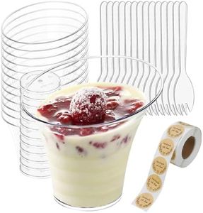 Tisovixo Clear Dessert Cups with Spoons,100 Pack 4.7oz Mini Dessert Cups,Parfait Appetizer Cup Arc Cup, Reusable Mini Tumbler Serving Cups for Party Desserts Thanksgiving Christmas Father's Day