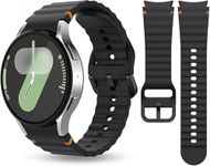 Zapper Colourful Stitching Points Silicone ZERO GAP 20mm Strap for Samsung Galaxy Watch 7 6 5 4 Band 40mm 44mm, Watch 6 Classic 43mm 47mm, Watch 5 pro 45mm/ 4 Classic 46mm 42mm, Watch 7 (40mm/44mm) (Black)