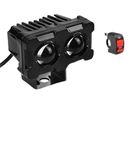 TOVOTA Mini Driving Single Fog Light Lamp Projector Lens Spotlight Led Motorcycle Headlight Dual Color Motorbike Lighting System (12 V, 36 W) With Switch