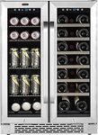 Whynter BWB-2060FDSa 24″ Built-in French Door 20 Bottle Wine Refrigerator 60 Can Beverage Center, 30" Wide Dual Zone, Stainless Steel