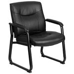 Flash Furniture GO-2136-GG HERCULES Series Big & Tall 500 Lb. Capacity Black Leather Ebyecutive Side Chair with Sled Base