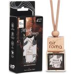 AIR ROMA Musk Mystery Car Perfume Hanging Pod 10ml | Natural Essential Premium Fragrance Oils in Glass Bottle with Wooden Diffuser Lid | Long Lasting Car Air Freshener Scent | Lasts Up to 45 Days