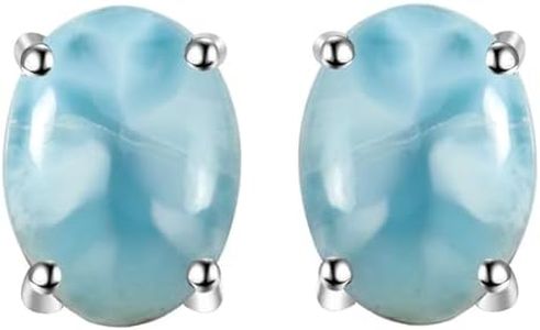 Natural Multi Gemstones 7x9 mm Oval 925 Sterling Silver Fashion Designer Stud Earrings For Women & Men Handmade Stud Earrings Party Jewelry, 7 mm X 9 mm, Sterling Silver Gemstone, Larimar