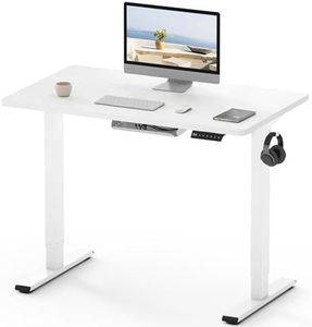 FlexiSpot E1 Plus ONE PIECE Electric Standing Desk Height Adjustable Sit Stand Desk with Memory Smart Panel(100 * 60cm, White Frame+White Desktop)