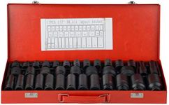 35pcs 1/2" Drive 6 Point 8-32mm Metric Deep Impact Socket Set Car Garage Tools