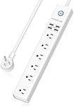 Power Strip 10Ft - Surge Protector with USB, AUOPLUS 6 Outlet and 4 USB Charger, 10Ft Long Extension Cord Flat Plug(1250W/10A/2100J), Wall Mountable Overload Protection for Computer Home Office Dorm