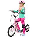 HOMCOM Teen Stunt Scooter Push Kick Scooters for Kids with Rubber Wheels Adjustable Handlebar Front Rear Dual Brakes Kickstand, for 5+ Years, Pink