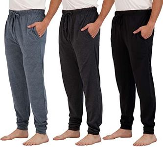 3 Pack: Men's Cotton Big and Tall King Size Lounge Jogger Winter Christmas Pajama Pants Sweatpants Pockets PJ Bottoms Sleep Knit Drawstring Terry Soft Jersey Pijama Pockets - Set 2, 4x Tall