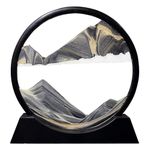 Virahi Sand Art 3D Natural Landscape Showpieces for Home Decor, Antique Gifts for Kids, Office Desktop Decoration, Desk Table Decorative Items, Moving Sand Art Picture, Glass Liquid Painting (Black)