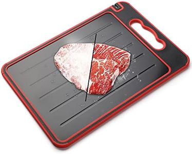 Defrost Tray 4-in-1 Chopping Board with Spice Grater and Knife Sharpener Kitchen Gadget (Black + Red)