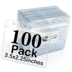 Name Tag Badge ID Card Holders 100 Pack Clear Plastic Horizontal Premium Badge Holder