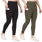 Women's Gym Wear Tights | Track Pants | Mesh Insert Side Pockets Pant | Ideal for Active Wear Pant | Yoga & Workout Tights | The Ultimate Gym Pants for Women & Girls (Pack of 2)