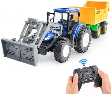 NEXBOX Jouet Tracteur télécommandé pour Enfants - Camion RC en métal à l'avant 4 Roues avec lumières Voiture de Ferme Jouet pour 3 4 5 6 7 8 9 Ans Garçons Filles Cadeau d'anniversaire