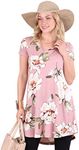 Popana Womens Short Sleeve Summer Tunic Tops to Wear with Leggings Loose Fit Plus Size Made in USA Medium ST87