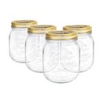 Bormioli Rocco Set of 4 Food Preserve Jars with Airtight Screw Lid from Quattro Stagioni - 700ml