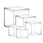 PROFIKLA 12/10/8.5/7.5/6.5cm Clear Acrylic Box with Lid, Jewelry Display Box, Plastic Square Cube Decorative Storage Boxes for Candy Pill and Tiny Jewelry, Artwork Display