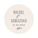 Personalised name stickers for wedding stationery | custom named favour/favor printed round sticker colours pink purple black red green navy light blue cream (Champagne)