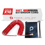 POWER-COIL X10 | 50ft Extension Cord, 14AWG, 15A/ 125V AC, Red