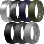 Egnaro Silicone Ring Men, Inner Arc Ergonomic Breathable Design Mens Rubber Wedding Band with Half Sizes, 7 Rings / 4 Rings / 1 Ring Engagement Bands Promise Rings, 8mm Wide - 2.5mm Thick, 9(21.66mm),