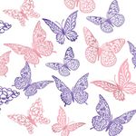 3D Gold Butterfly Wall Decor 48Pcs 3 Sizes 4 Styles Butterfly Party Decorations Cake Decorations Removable Stickers Wall Decor Room Mural Metallic Kids (Purple+Pink)