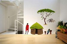 Decal O Decal Vinyl African Tribal Home with Animals and Handicrafts Wall Stickers (Multicolour)