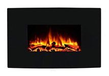 Endeavour Fires Egton Wall Mounted Electric Fire, Black Curved Glass, 220/240Vac 1&2kW with 7 day Programmable Remote Control Heater