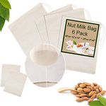 6 Pack Nut Milk Bags - Bojuzhi Unbleached Cotton Cheesecloth Bags for Straining, Nut Bag Strainer for Oat Almond Cold Brew Coffee Yogurt Juice Tea