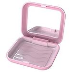 ARGOMAX Aligner and Retainer Case, 1 Piece Braces Box with Mirror, Extended Orthodontic Box (Pink housing + Pink Silicone).