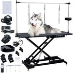 GarveeLife 48" Hydraulic Dog Grooming Table for Pet, Heavy Duty Structural Hydraulic Max Load 350Lbs Professional Pet Grooming Table with Adjustable Overhead Arm & Noose Height Range 9.4''-39.4''