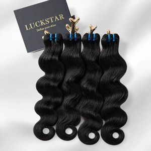 Luckstar 16A Body Wave Real Human Hair Raw Bundles, 4 Bundles 28 28 30 30 Inch, Double Drawn Ultra Thin Weft, Cuticle Aligned, Long-Lasting Professional Sew-In Extensions, Reusable and Dyeable