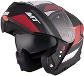 MT Motocycle Helmet - Modular Flip Front - Genesis SV Cave A5 Matt Black Red