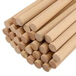 ZOENHOU 30 Pack 30cm x 15mm Round Wood Dowels, Unfinished Wooden Dowel Sticks, Beech Wood Craft Sticks Dowel Rods for Wood Carving, DIY, Art