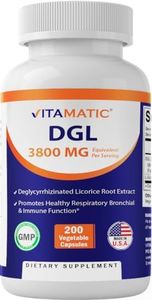 Vitamatic DGL Licorice 10:1 Extract 380 mg - 10X Stronger - Supports Healthy Digestive & Respiratory Functions - 200 Capsules