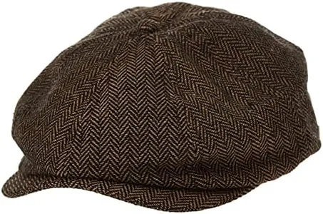 Brixton Men's Brood Newsboy Snap Hat, Brown/Khaki Herringbone, Large