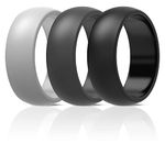 ThunderFit Silicone Rings for Men Rubber Wedding Bands - 3 Rings (Black, Gray, Light Gray, 8.5-9 (18.9mm))