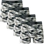 INNERSY Mens Pants Underwear with Pouch Quick Dry Boxer Shorts Soft Hipster Trunks Pack of 4 (M, Grey Cube Series)