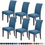 Joccun Chair Covers for Dining Room Set of 6,Chair Slipcovers Stretch Dining Room Chair Covers Seat Protector,Washable Parsons Chair Cover for Home,Hotel,Banquet(Dark Blue,6 Pack)