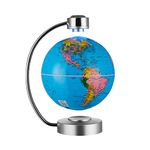 Magnetic Levitation Floating Globe, Floating Globe With LED Lights, Floating Globes World Desk Gadget Decor in Office Home/Display Frame Stand with Auto Permanent Revolving System (Blue)